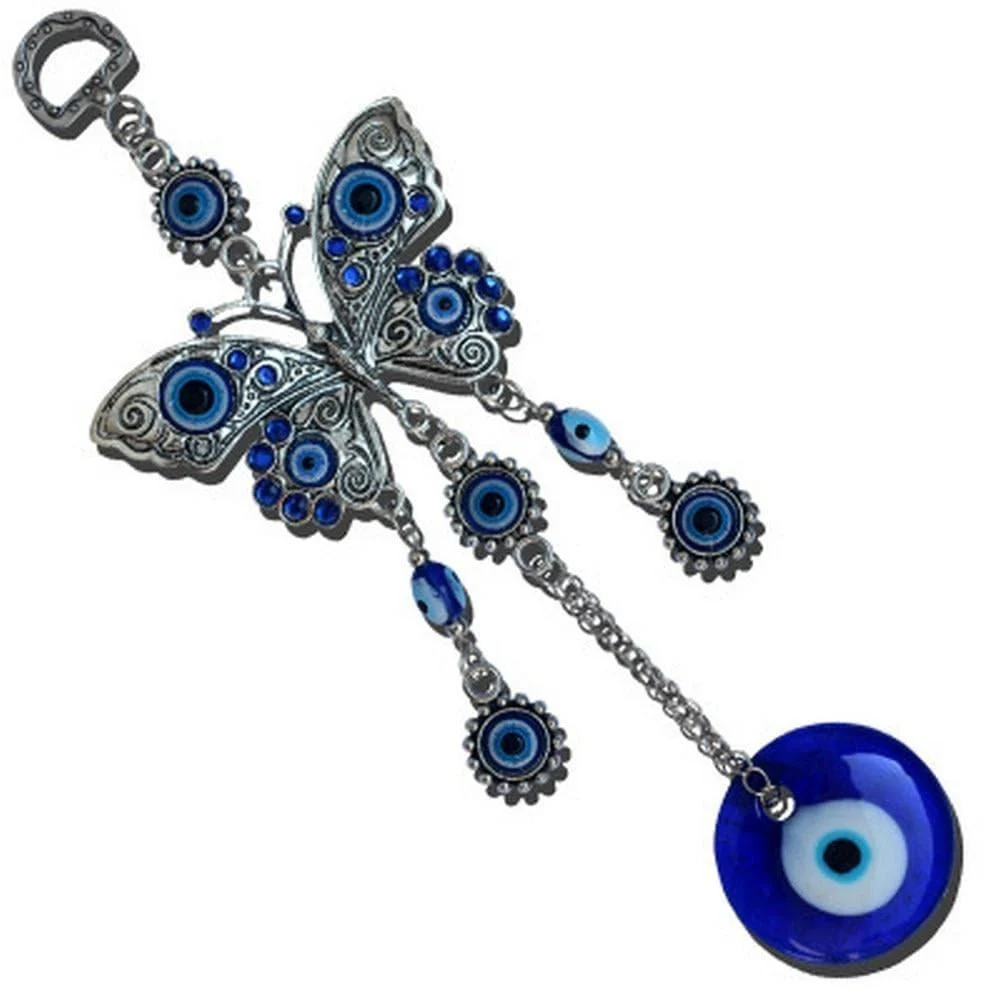 Blue Evil Eye Butterfly Charm - Glova