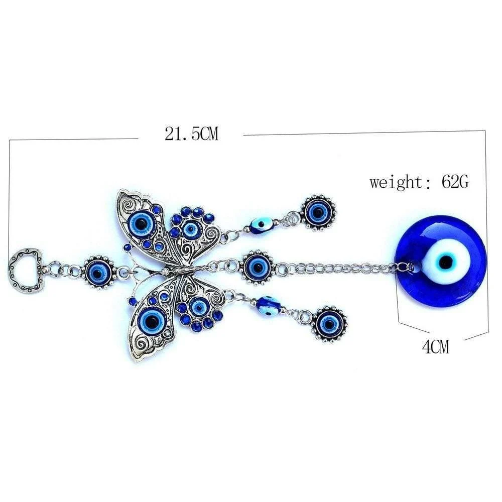 Blue Evil Eye Butterfly Charm - Glova