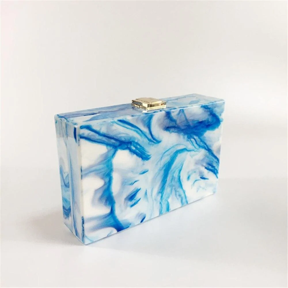 Blue Marble Acrylic Box Clutch - Glova