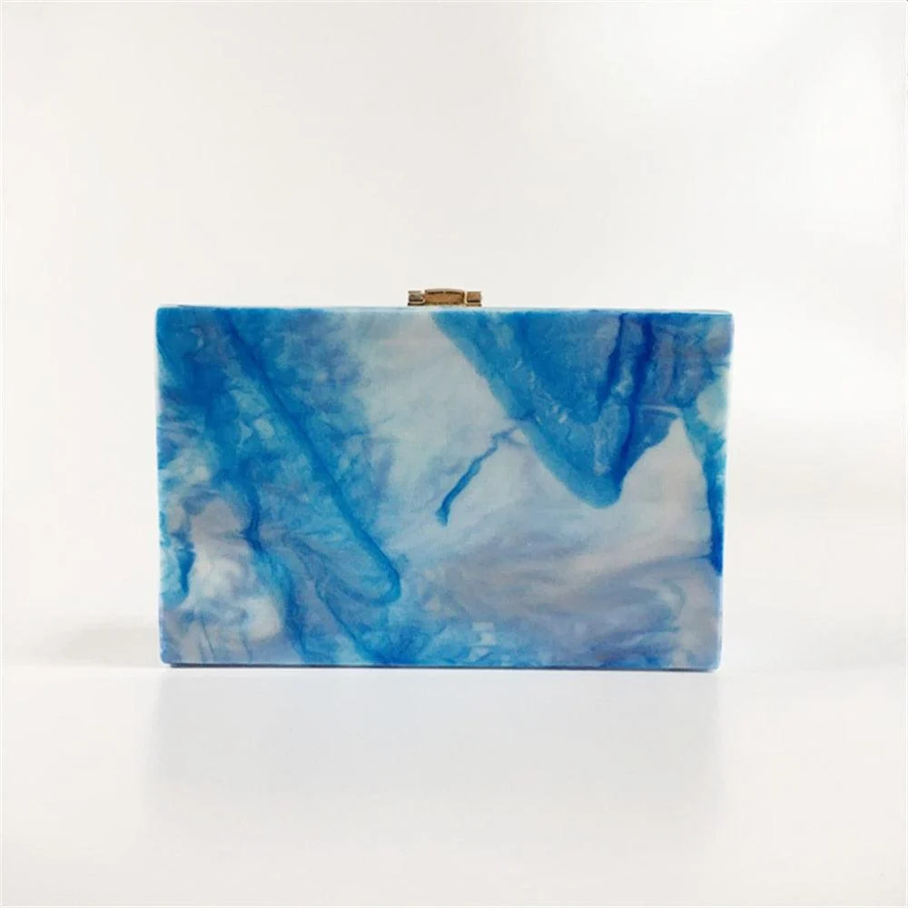 Blue Marble Acrylic Box Clutch - Glova