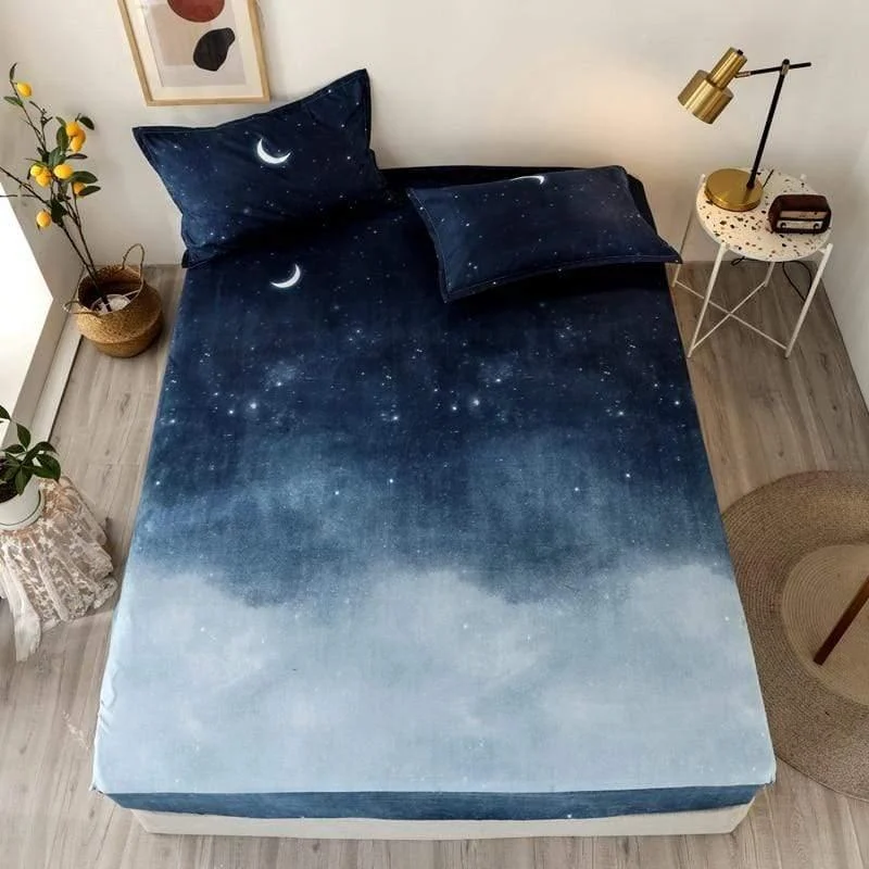 Blue Night Sky Bedding Set 3 pcs - Glova