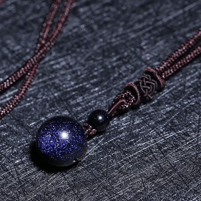 Blue Sandstone Celestial Pendant Necklace - Glova