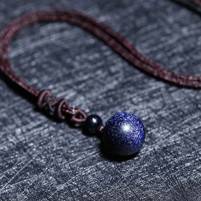 Blue Sandstone Celestial Pendant Necklace - Glova