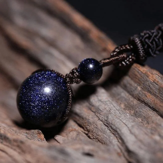 Blue Sandstone Celestial Pendant Necklace - Glova