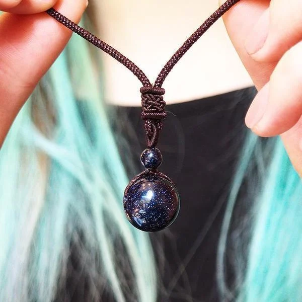 Blue Sandstone Celestial Pendant Necklace - Glova