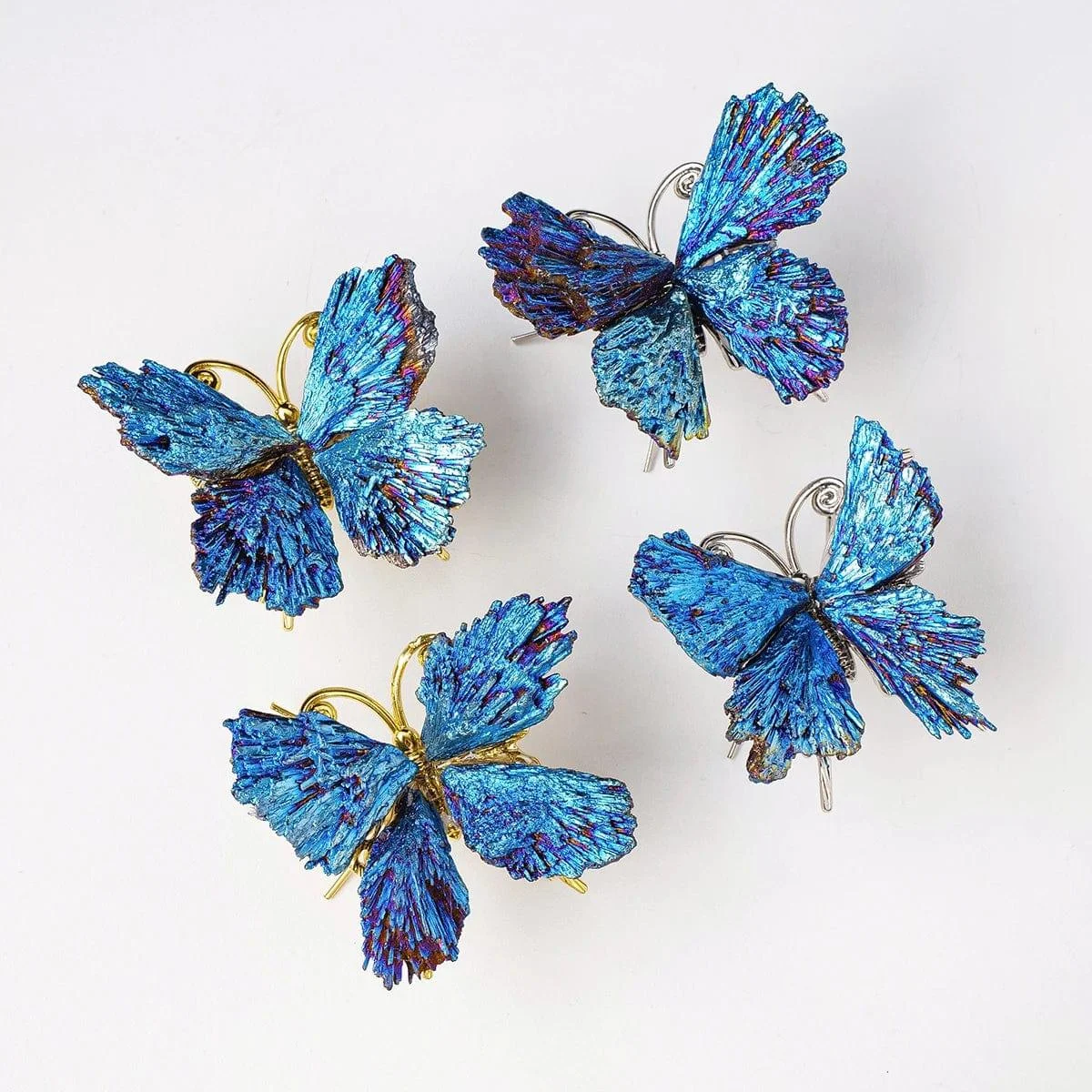 Blue Titanium Aura Kyanite Butterfly - Glova