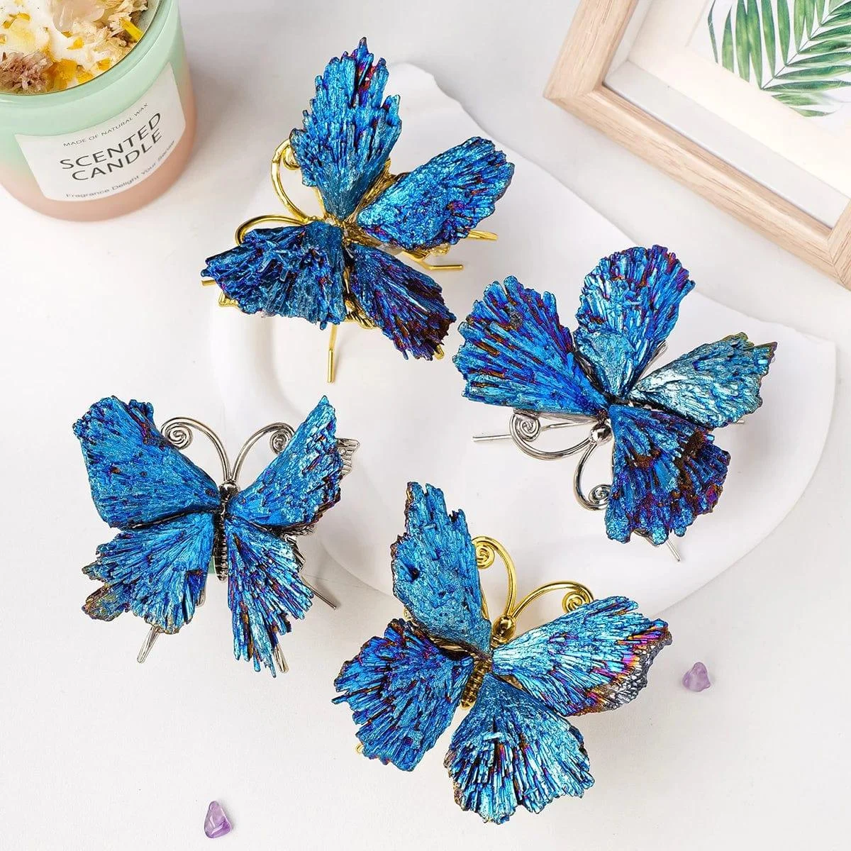 Blue Titanium Aura Kyanite Butterfly - Glova