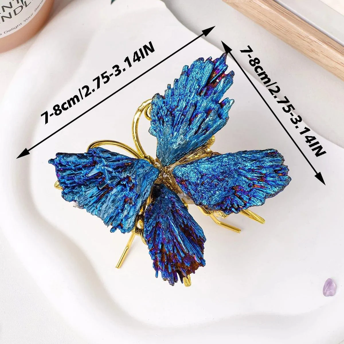 Blue Titanium Aura Kyanite Butterfly - Glova