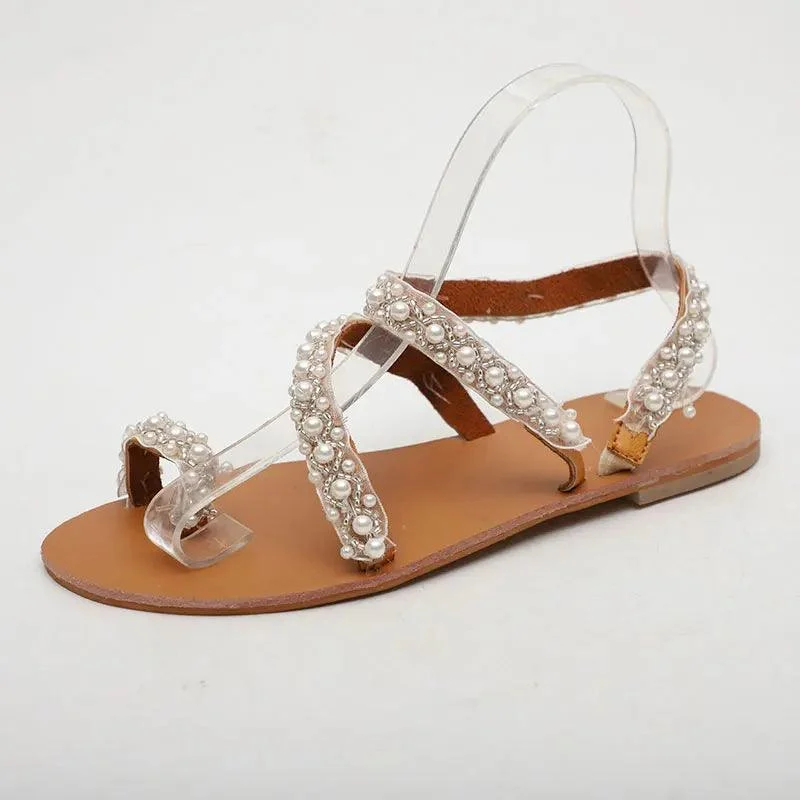 Bohemia Beading Flat Sandals Flip Flop Ladies Slipper - Glova