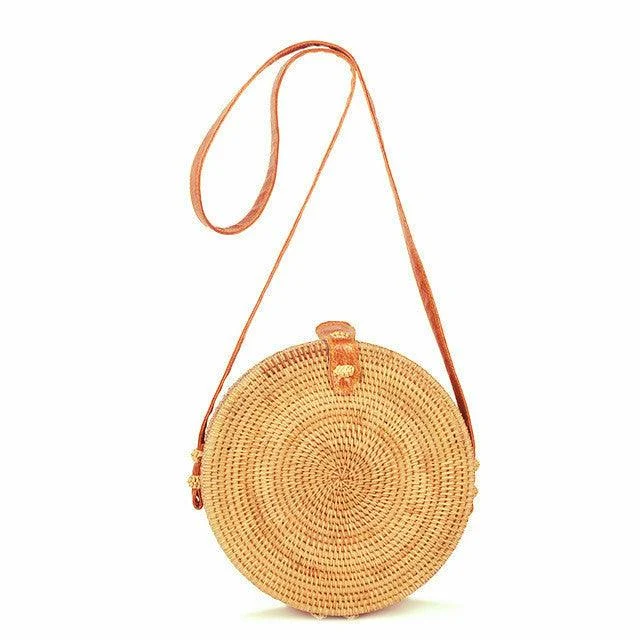 Bohemian Circle Wicker Rattan Shoulder Bag - Glova