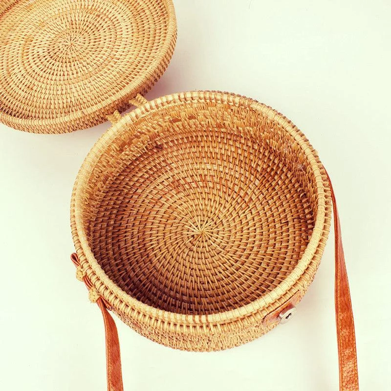 Bohemian Circle Wicker Rattan Shoulder Bag - Glova