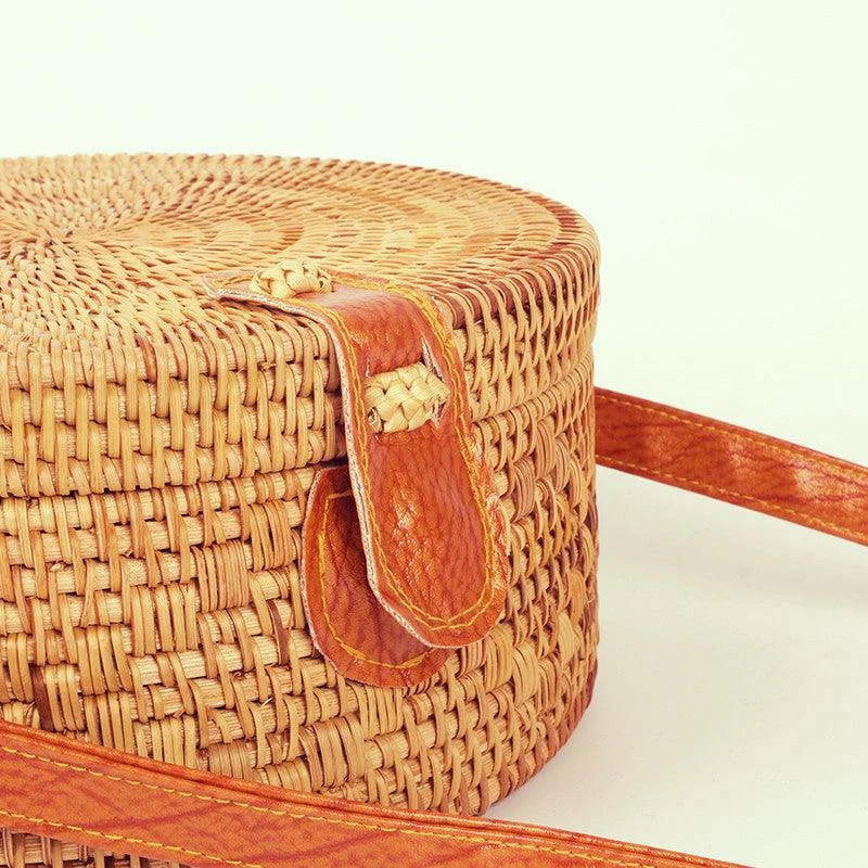 Bohemian Circle Wicker Rattan Shoulder Bag - Glova