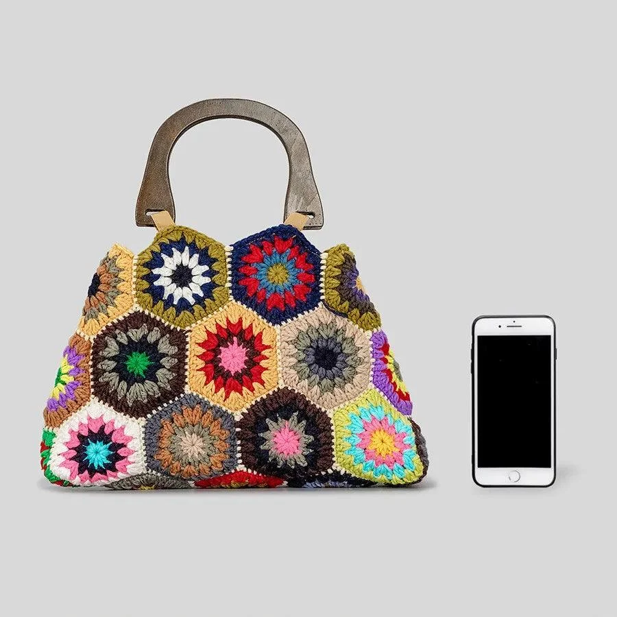 Bohemian Crochet Pattern Mini Satchel Bag - Glova