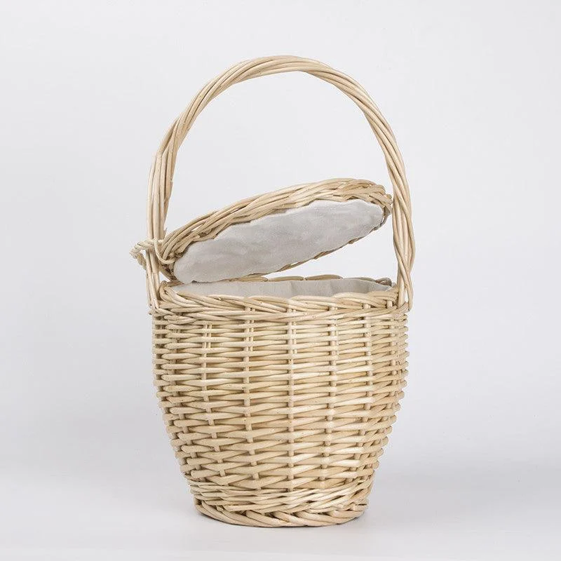 Bohemian Jane Birkin Style Wicker Straw Mini Basket Bag - Glova