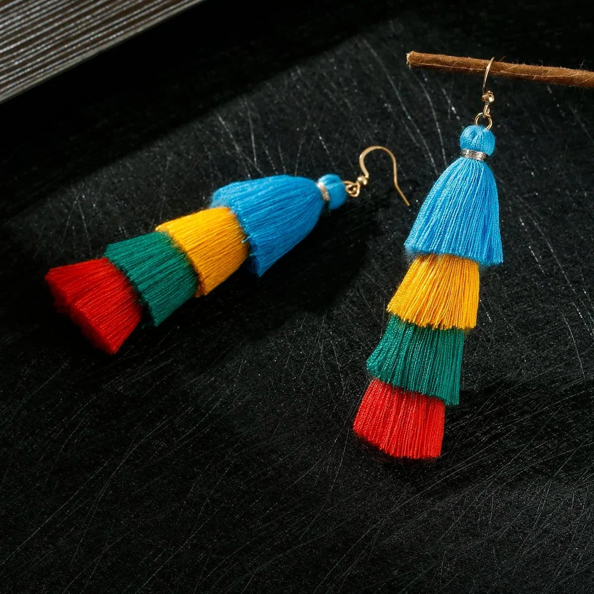 Bohemian Multicolor Tiers Tassel Earrings - Glova