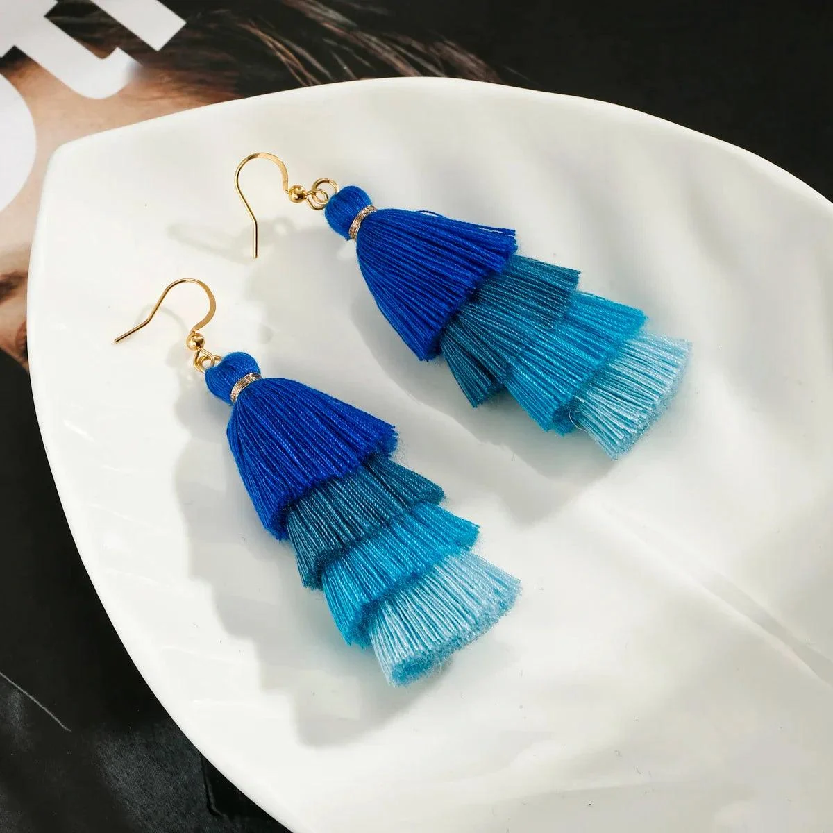 Bohemian Multicolor Tiers Tassel Earrings - Glova