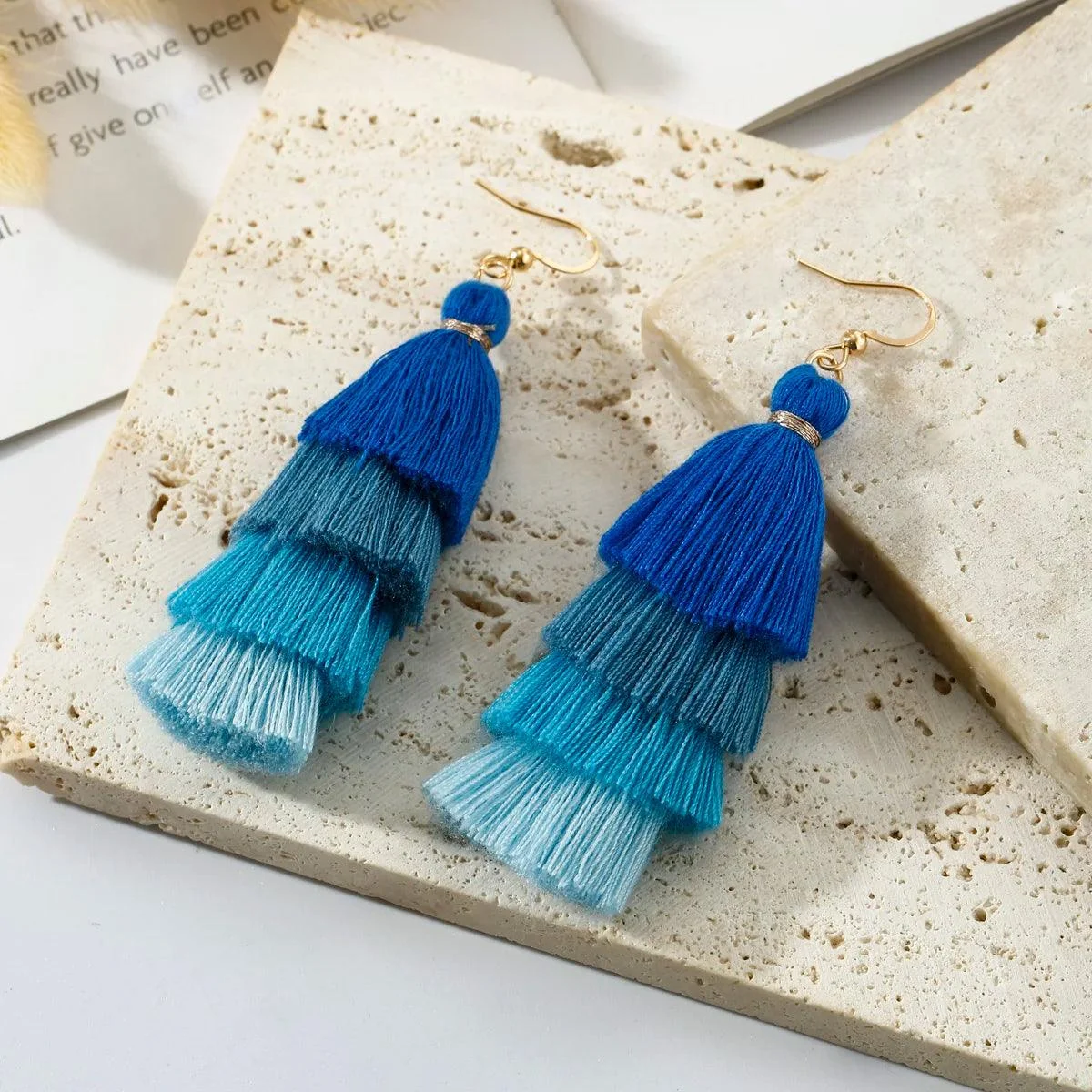 Bohemian Multicolor Tiers Tassel Earrings - Glova