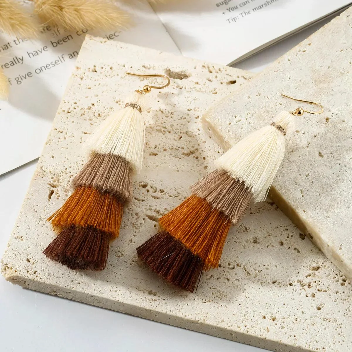 Bohemian Multicolor Tiers Tassel Earrings - Glova