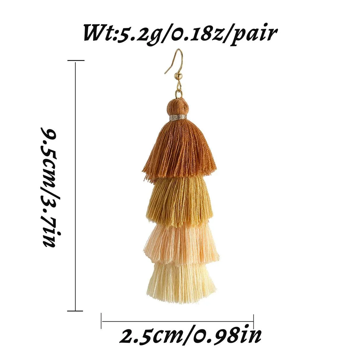 Bohemian Multicolor Tiers Tassel Earrings - Glova