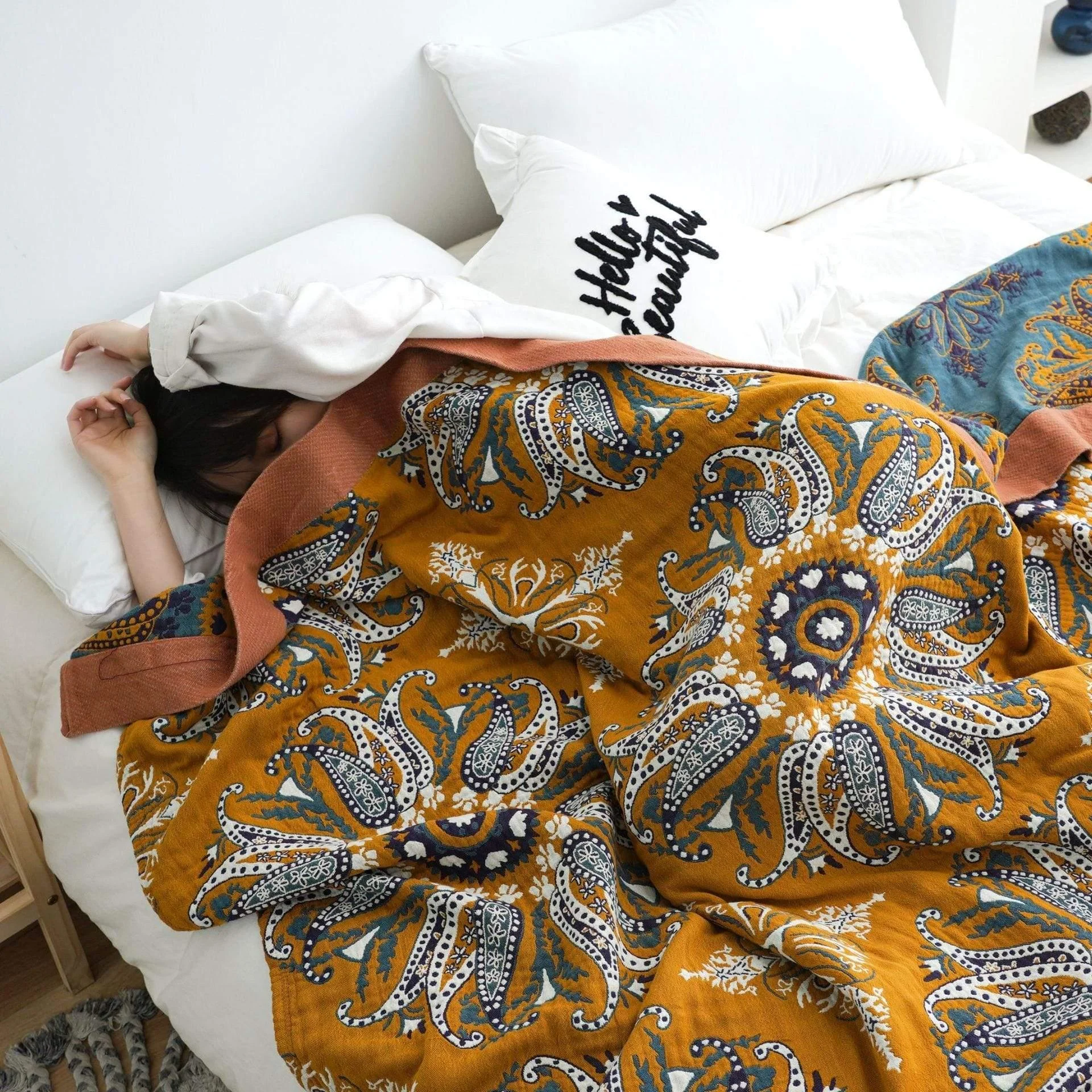 Bohemian Paisley Flower Bedspread - Glova