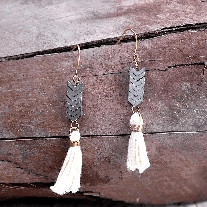 Bohemian Tassel Earrings with Natural Stones - Glova