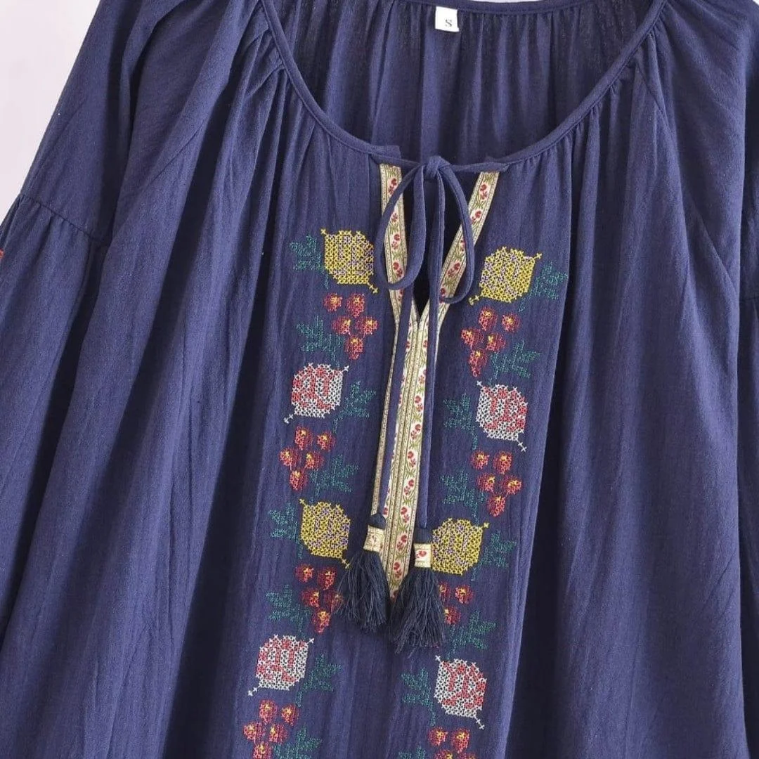 Boho Blossom Embroidered Blouse - Glova