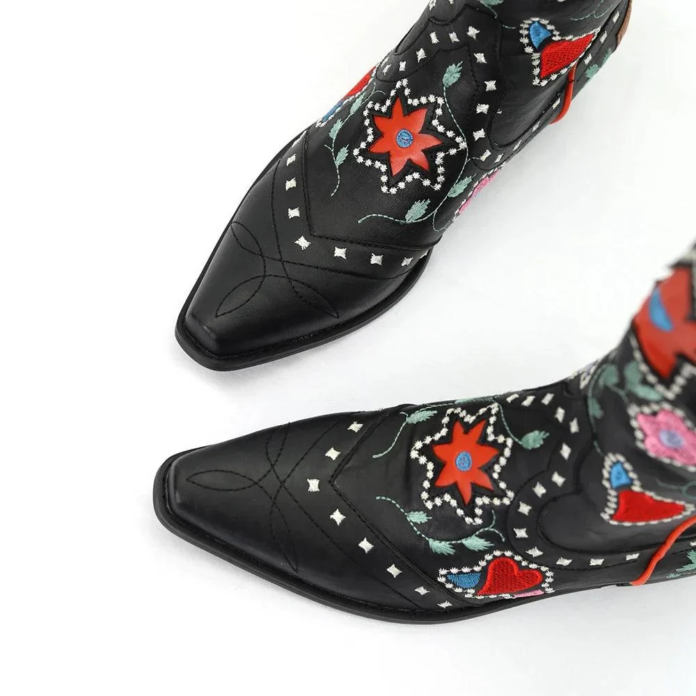 Boho Chic Embroidered Western Cowboy Boots - Glova