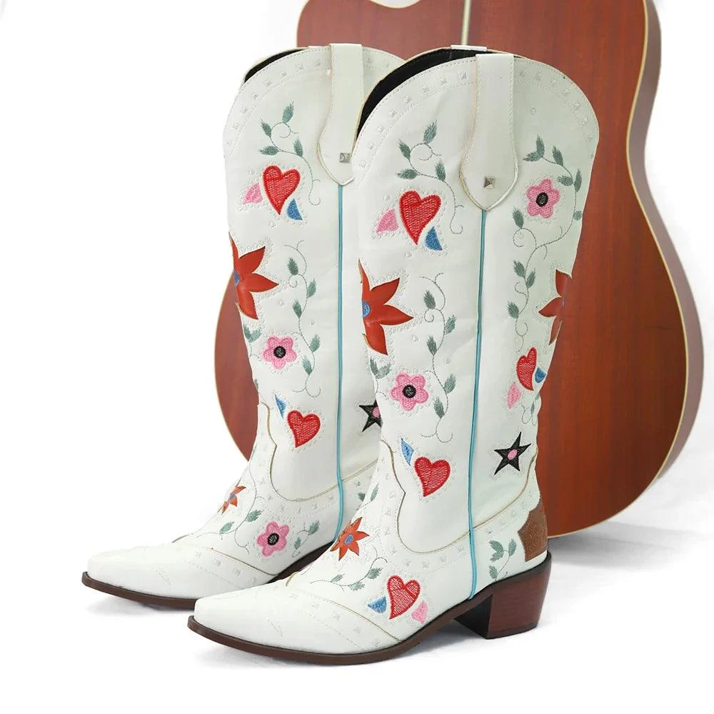 Boho Chic Embroidered Western Cowboy Boots - Glova