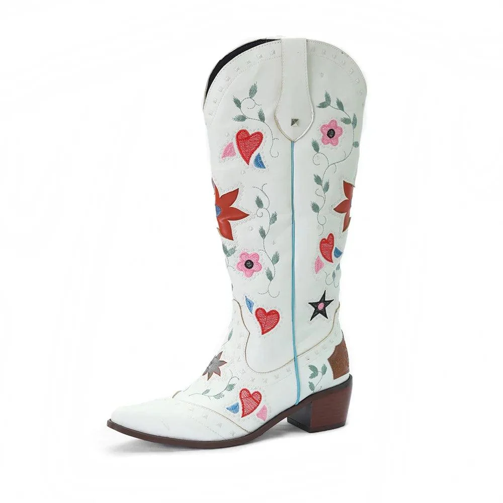 Boho Chic Embroidered Western Cowboy Boots - Glova