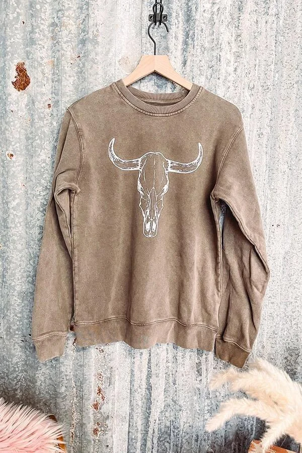 Boho Cow Skull Sweatshirt - Glova