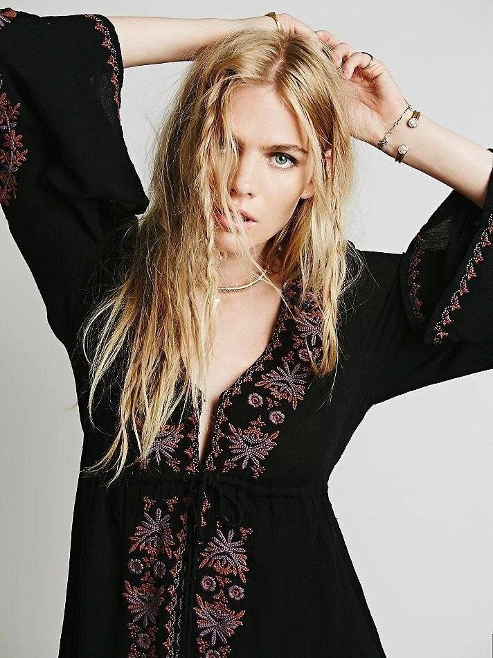 Boho Embroidery Folk Dress - Glova