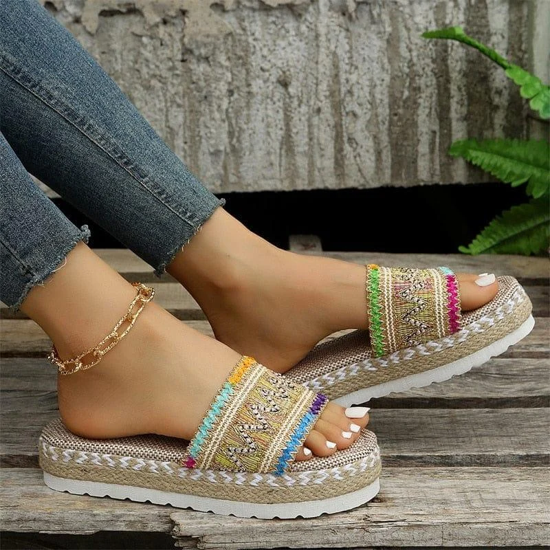 Boho Espadrille Platform Sandals - Glova