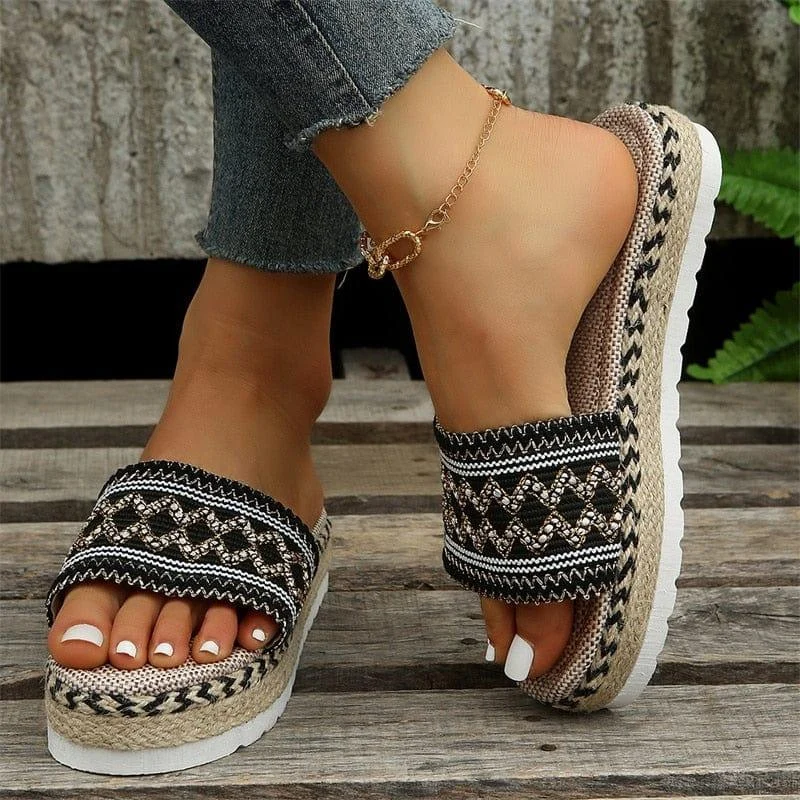 Boho Espadrille Platform Sandals - Glova