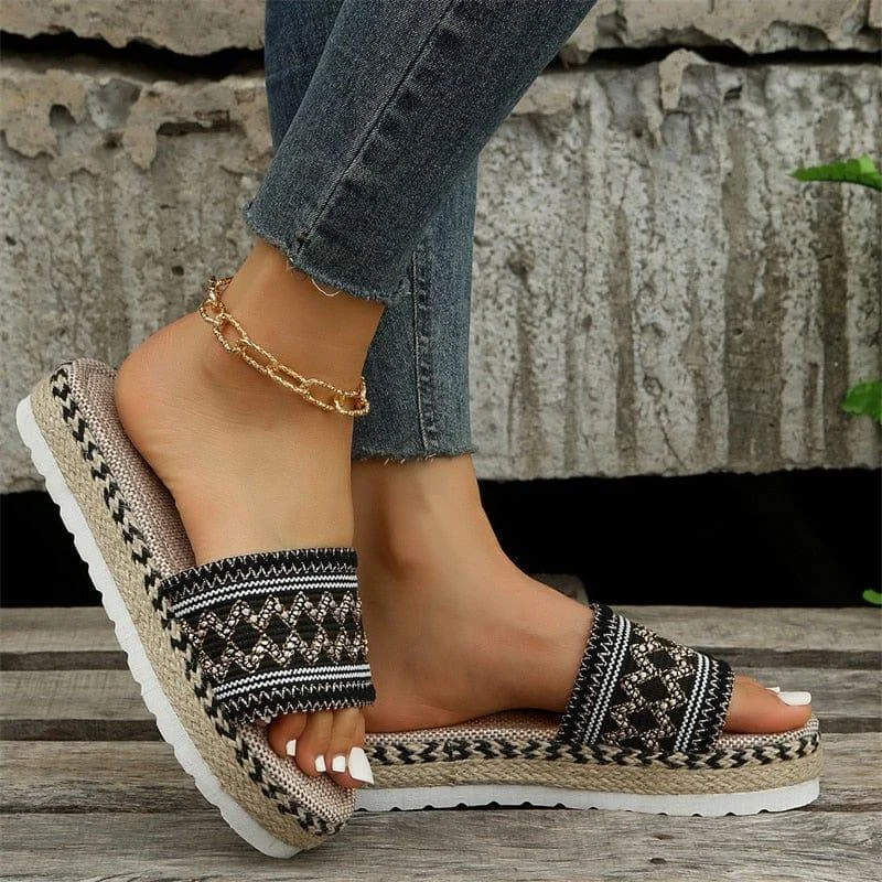 Boho Espadrille Platform Sandals - Glova