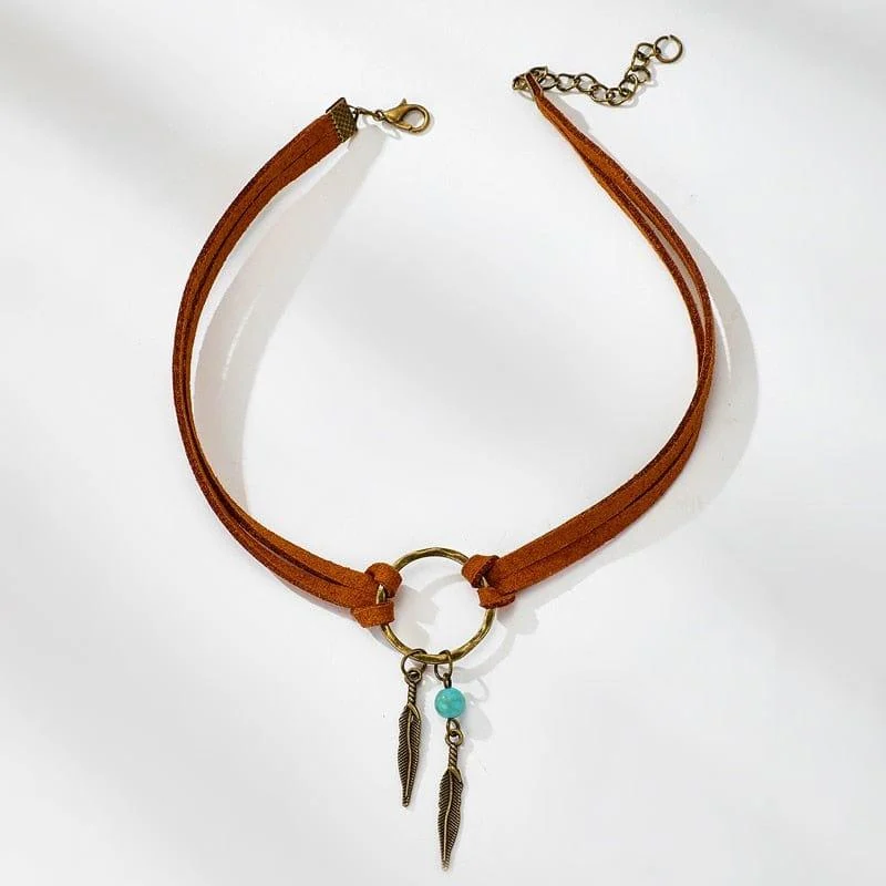 Boho Feather Choker Necklace - Glova