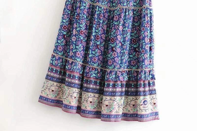 Boho Floral Print Midi Skirt - Glova