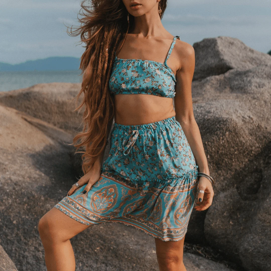 Boho Floral Two Piece Set - Glova