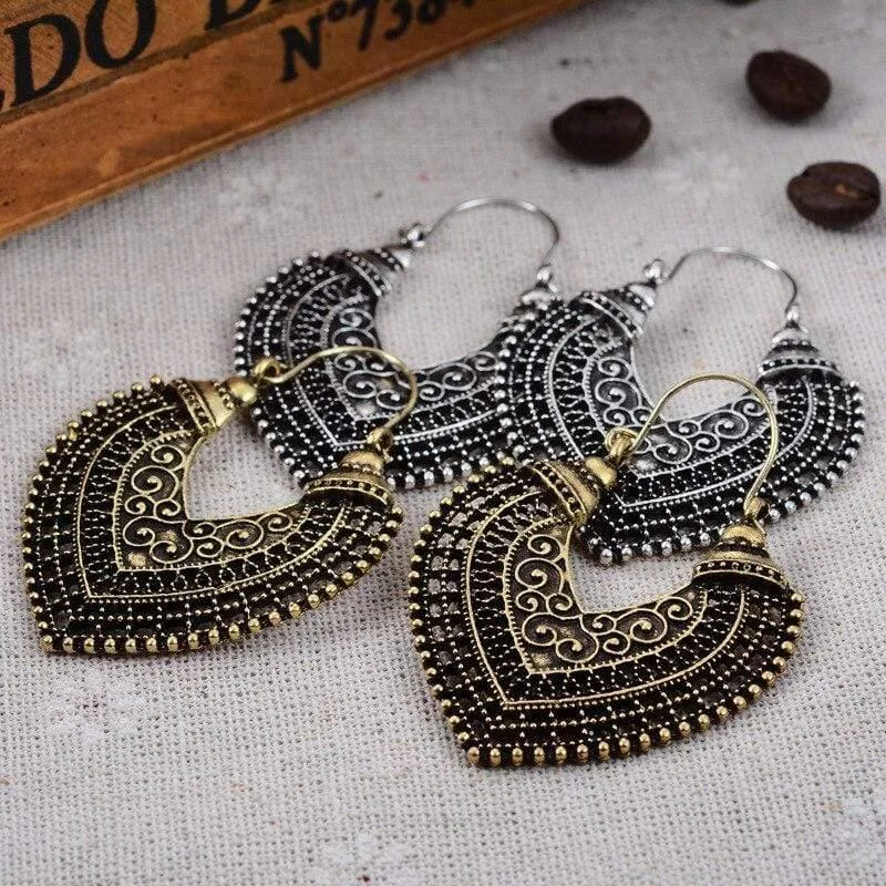 Boho Heart Drop Earrings - Glova