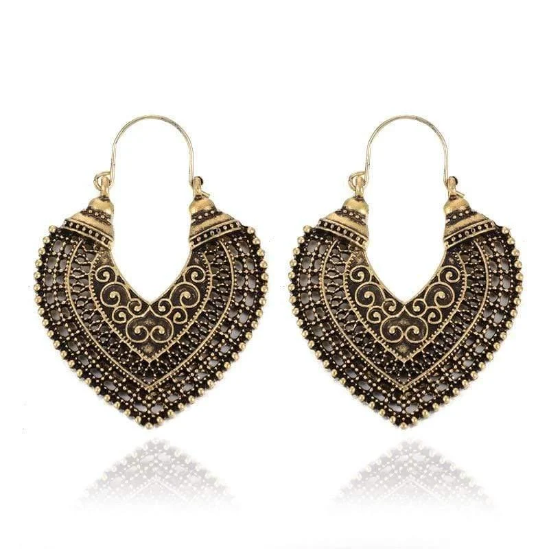 Boho Heart Drop Earrings - Glova