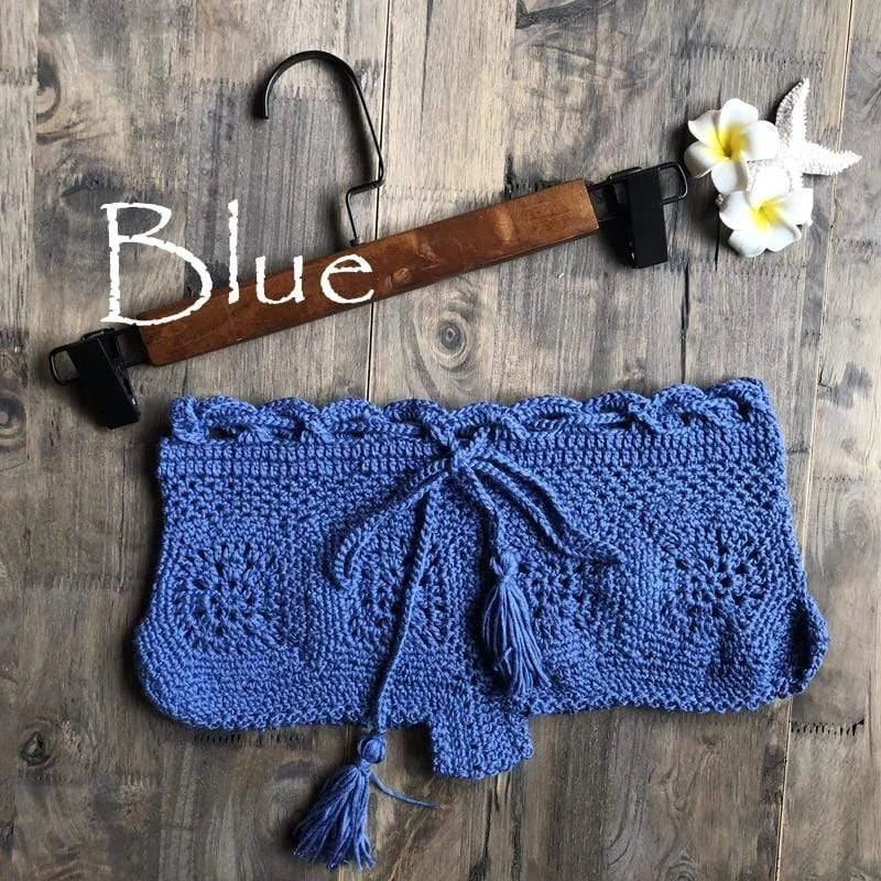 Boho Knitted Mini Shorts - Glova