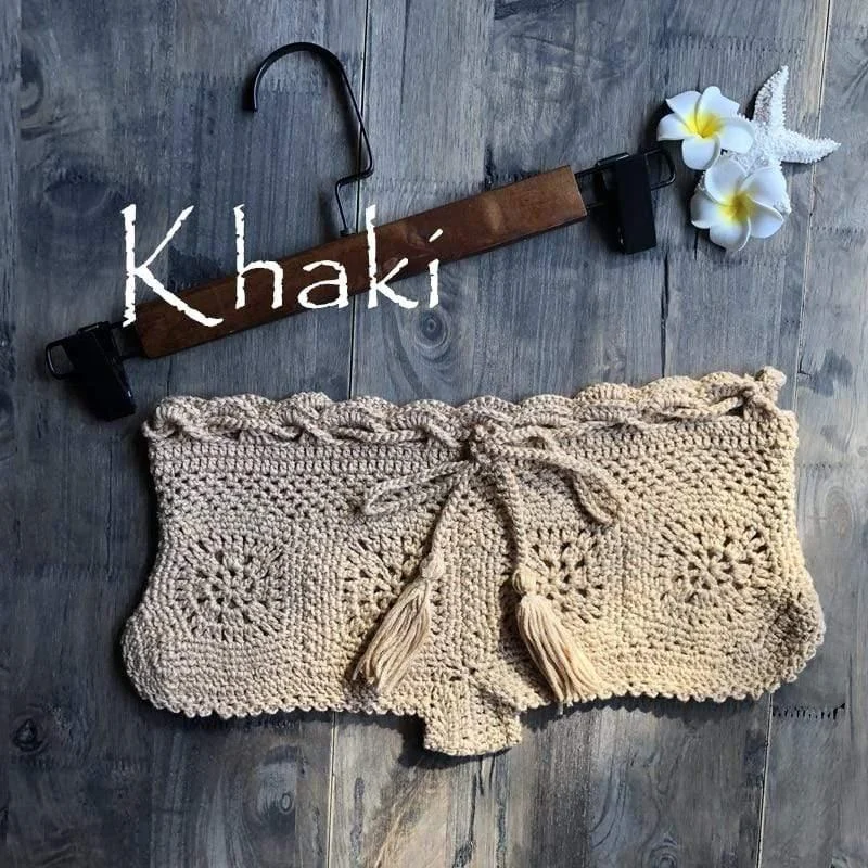 Boho Knitted Mini Shorts - Glova