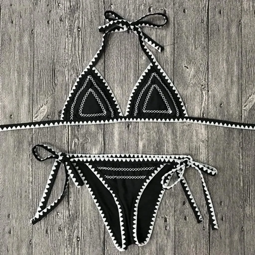 Boho Knitted Triangle Cup Bikini Set - Glova