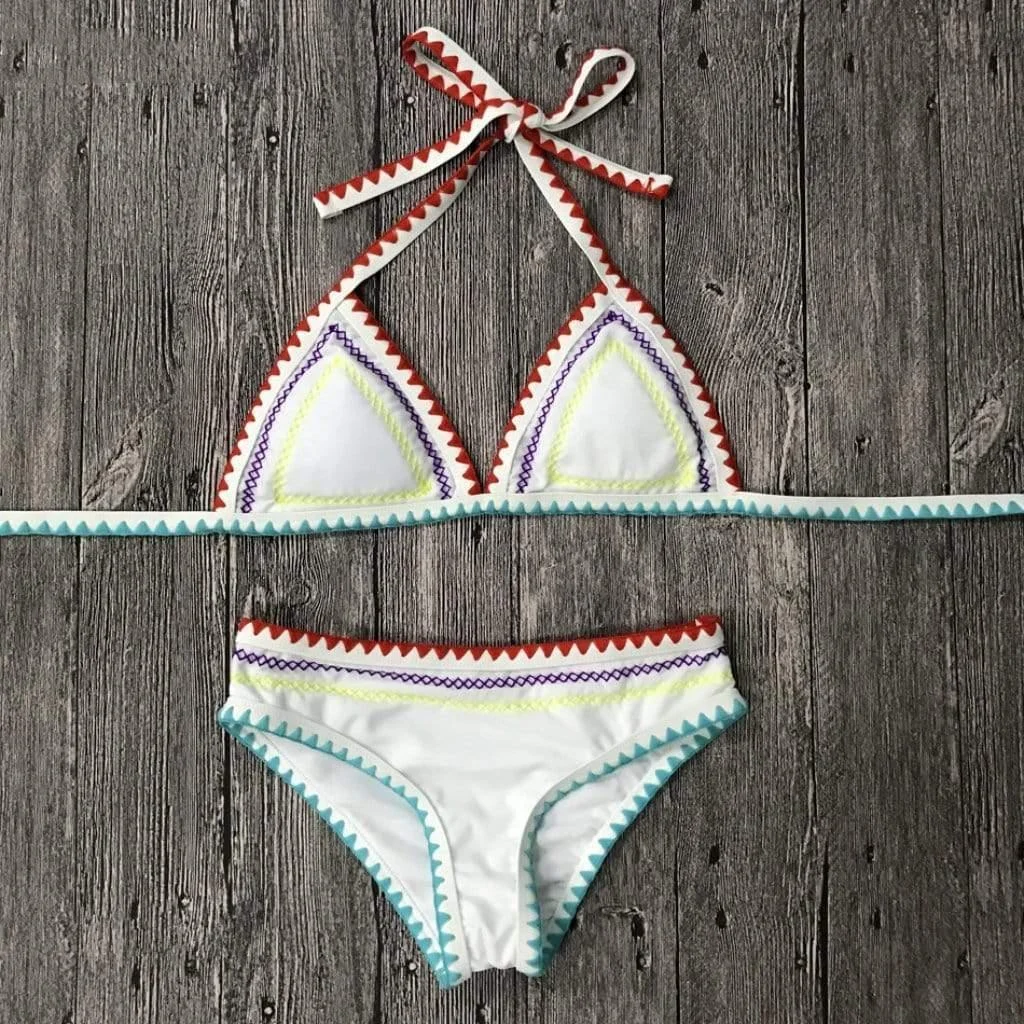 Boho Knitted Triangle Cup Bikini Set - Glova