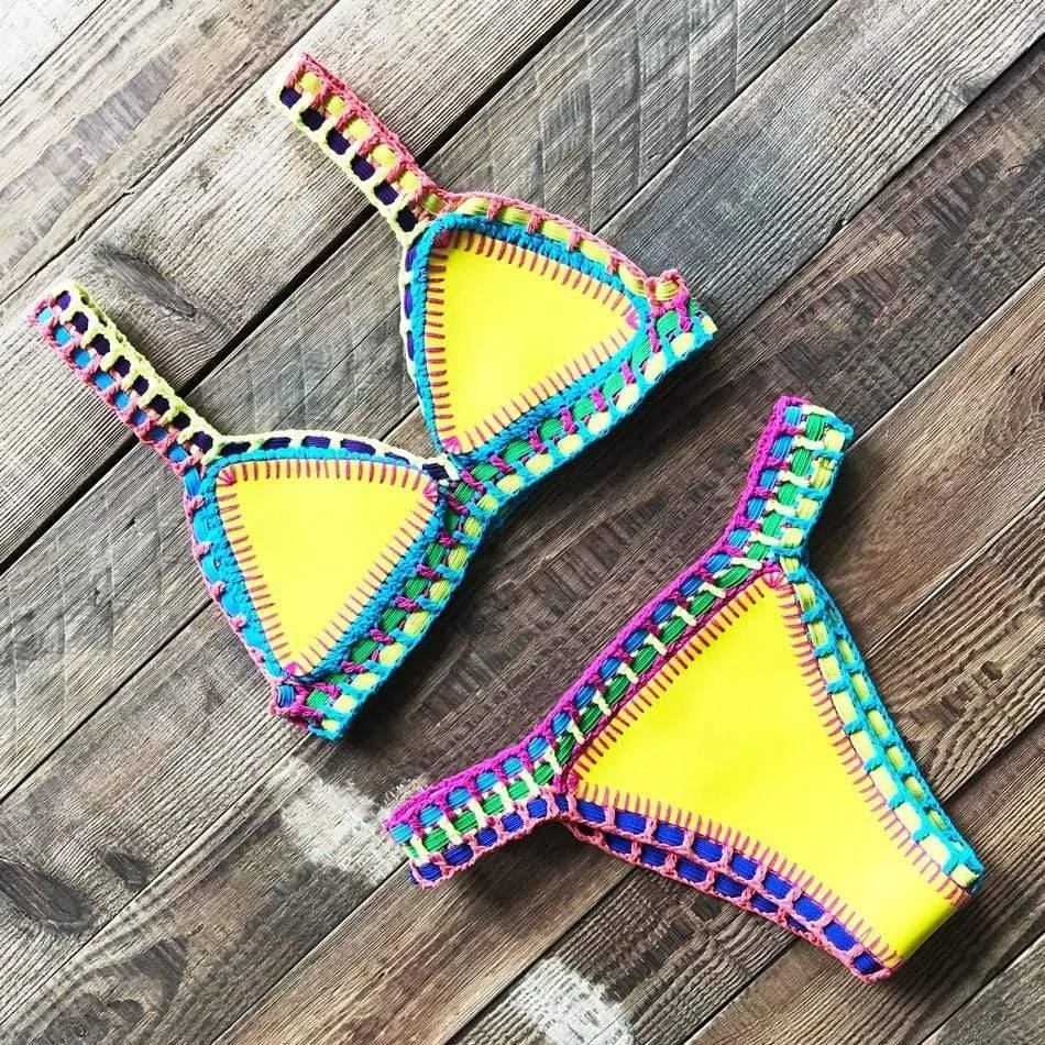 Boho Knitted Triangle Cup Bikini Set - Glova