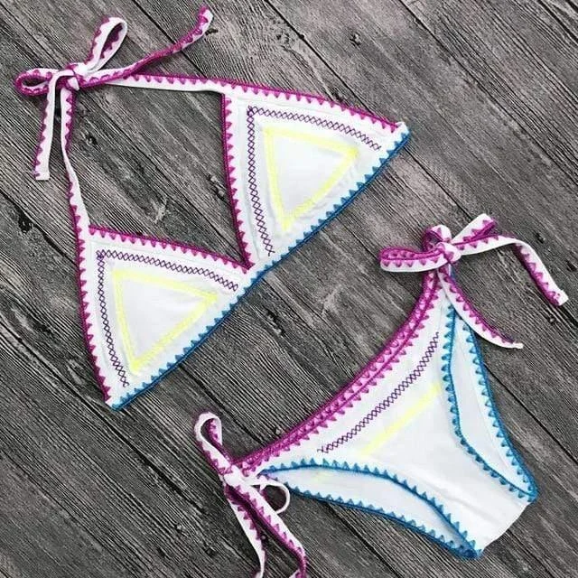 Boho Knitted Triangle Cup Bikini Set - Glova