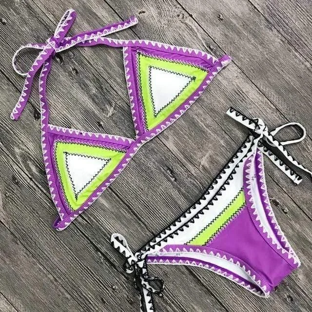 Boho Knitted Triangle Cup Bikini Set - Glova