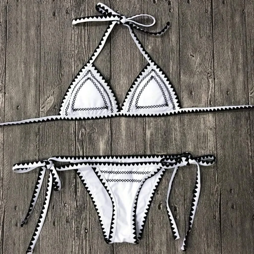 Boho Knitted Triangle Cup Bikini Set - Glova