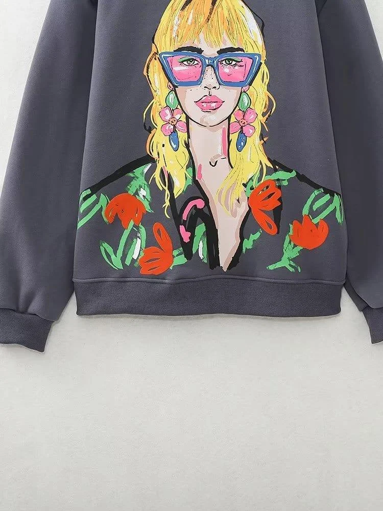 Boho Lady Print Sweatshirt - Glova