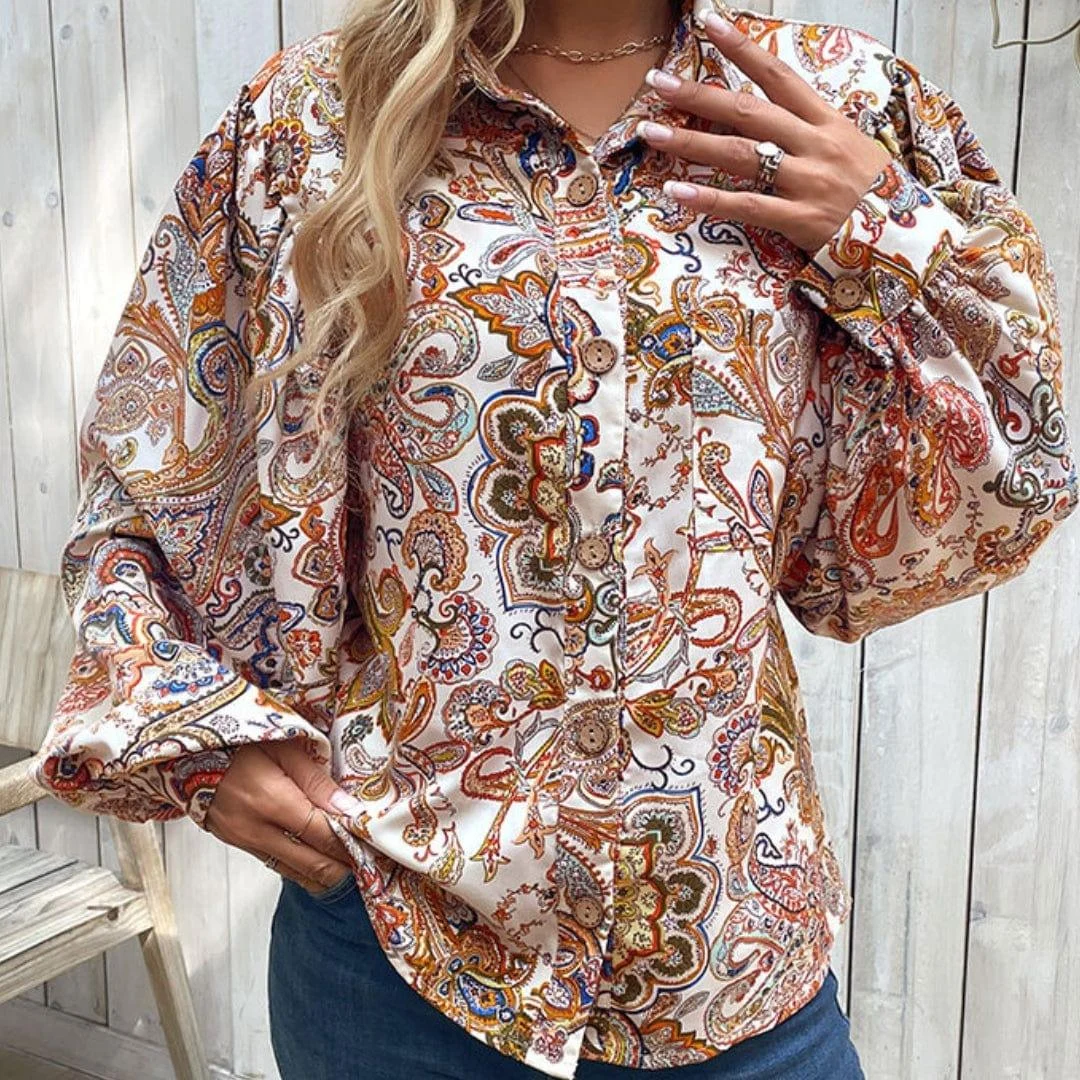 Boho Paisley Long Sleeve Blouse - Glova