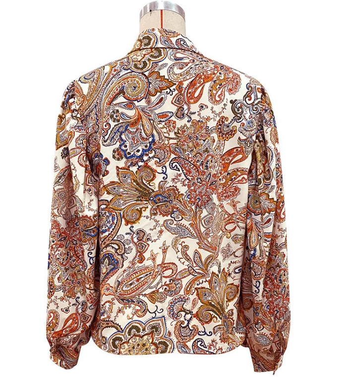 Boho Paisley Long Sleeve Blouse - Glova